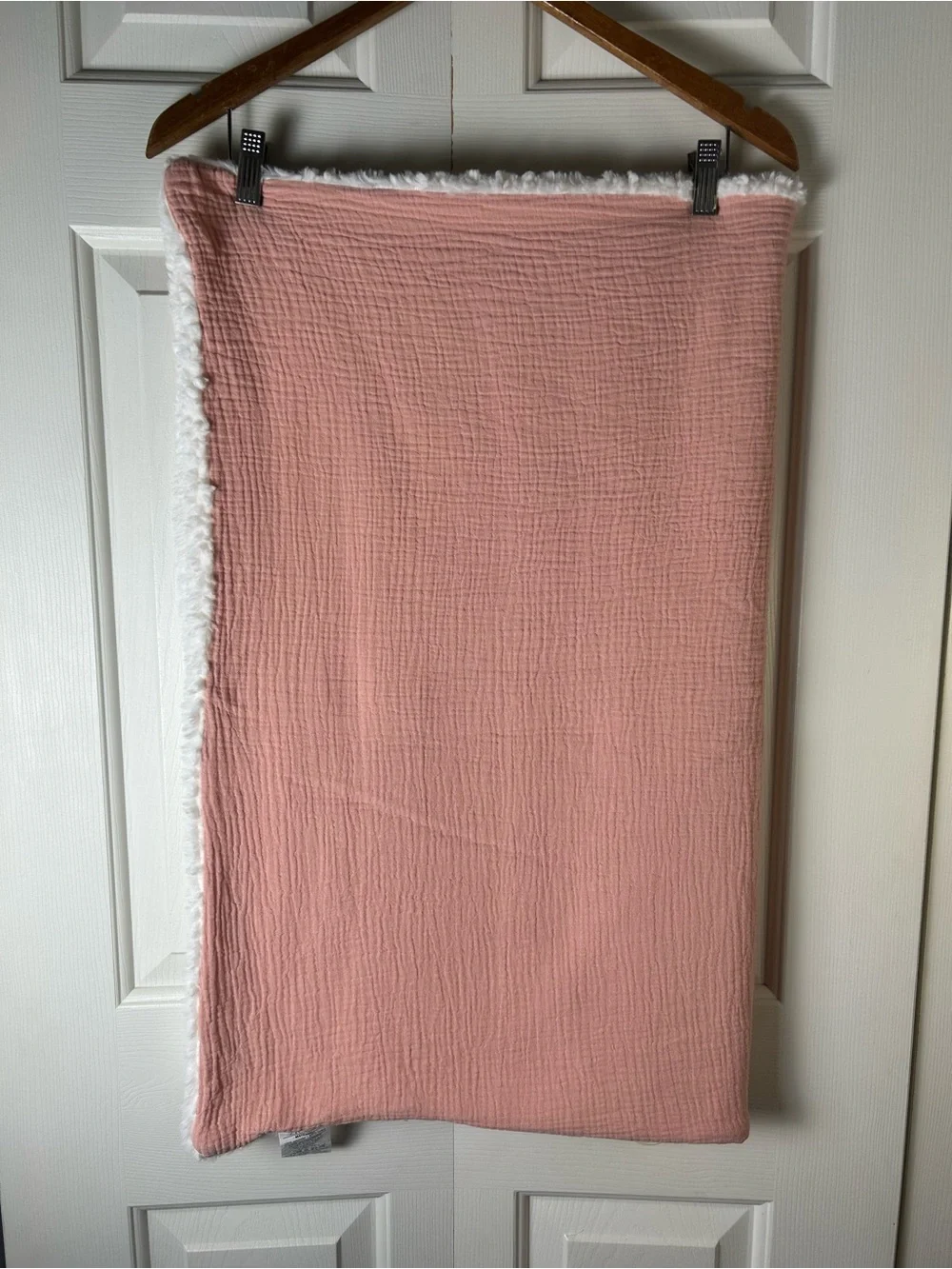 Zicoto Pink White Baby Blanket Muslin Cotton Sherpa Reversible Lovey